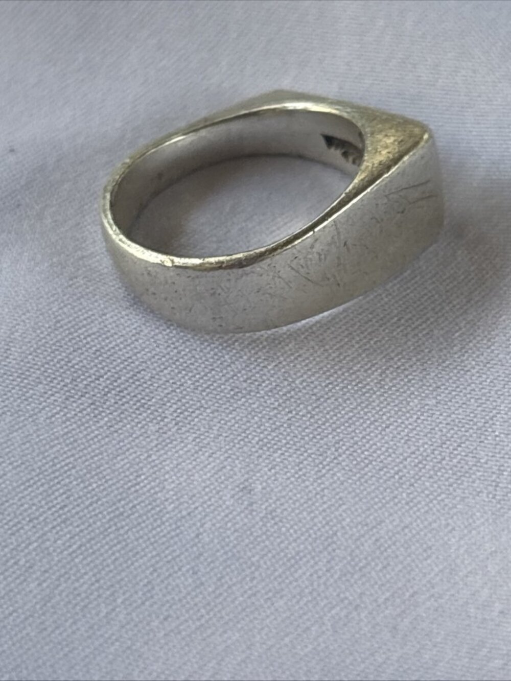 925 Sterling Silver Modernist Geometric Signet Ring Artisan Size 7 Vintage - Picture 6 of 11